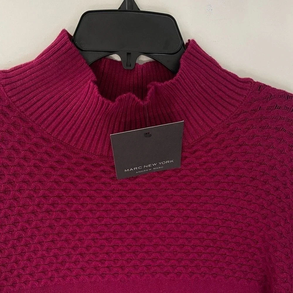 Marc New York Andrew Marc Women's Red Plum Turtleneck Cable Knit Sweater Size L‎